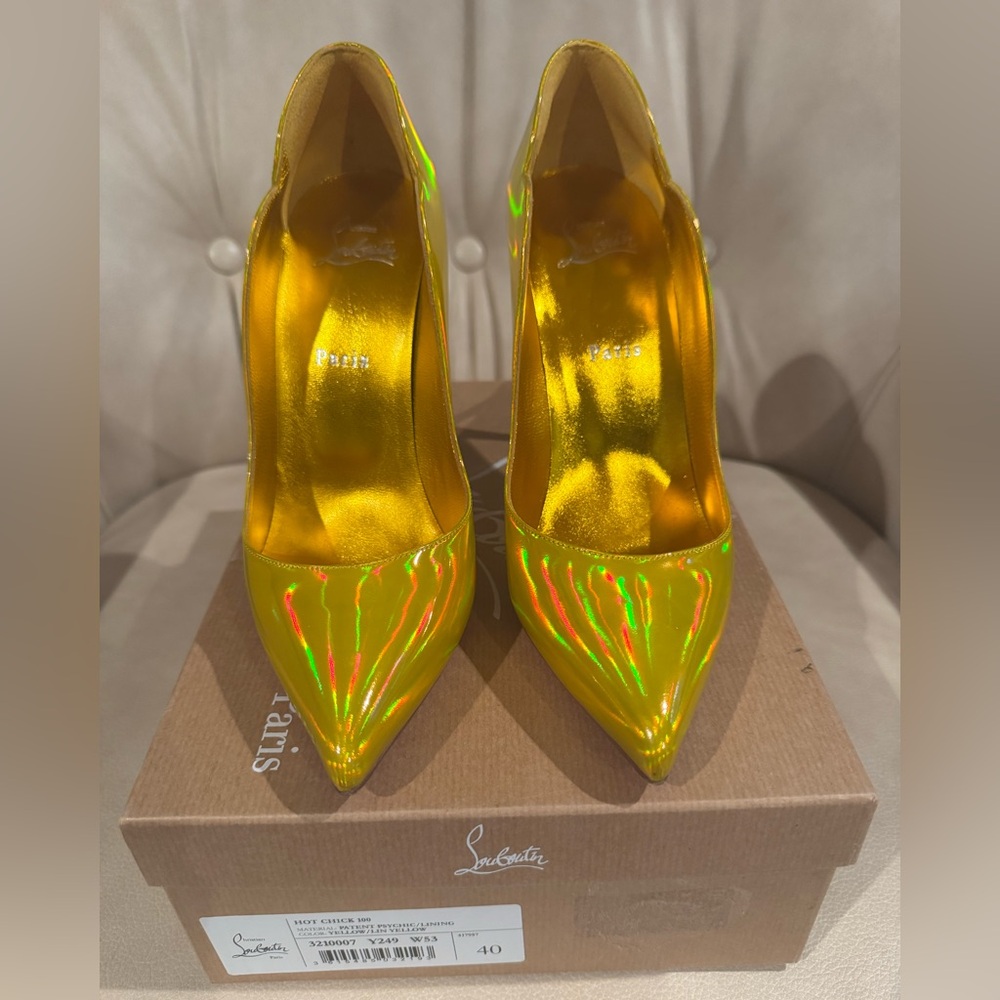 Christian Louboutin Hot Chick Iridescent Yellow Heels